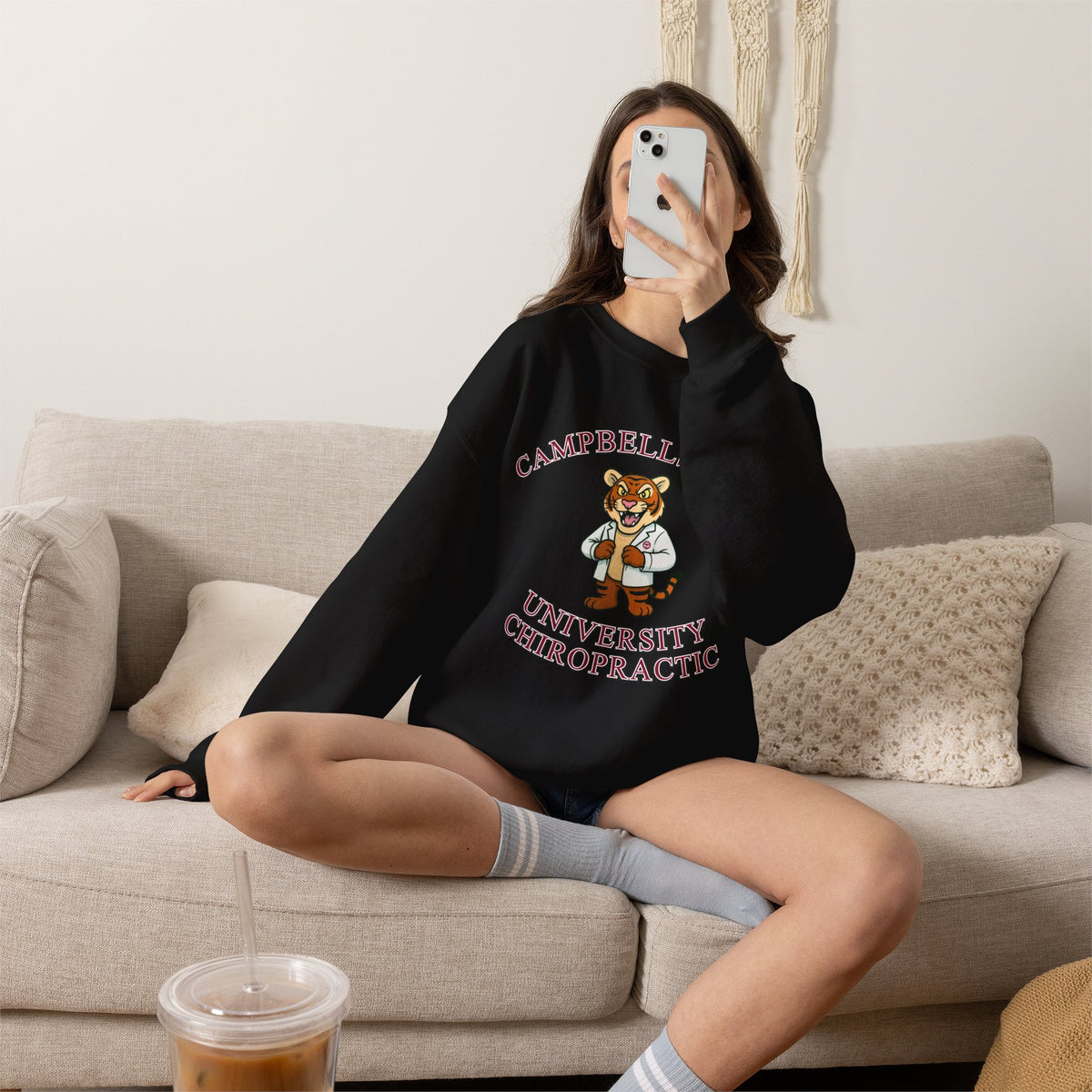 Campbellsville University Chiropractic Crewneck Sweatshirt — Retro Mascot Pullover