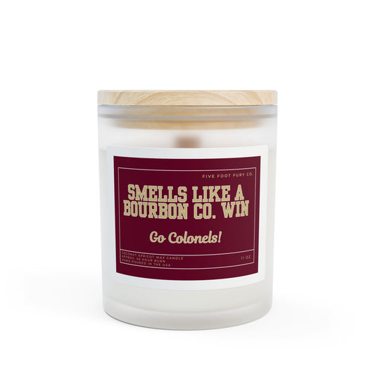 “Smells Like a Bourbon Co. Win” Frosted Glass Candle – 11oz, Go Colonels Scented Candle
