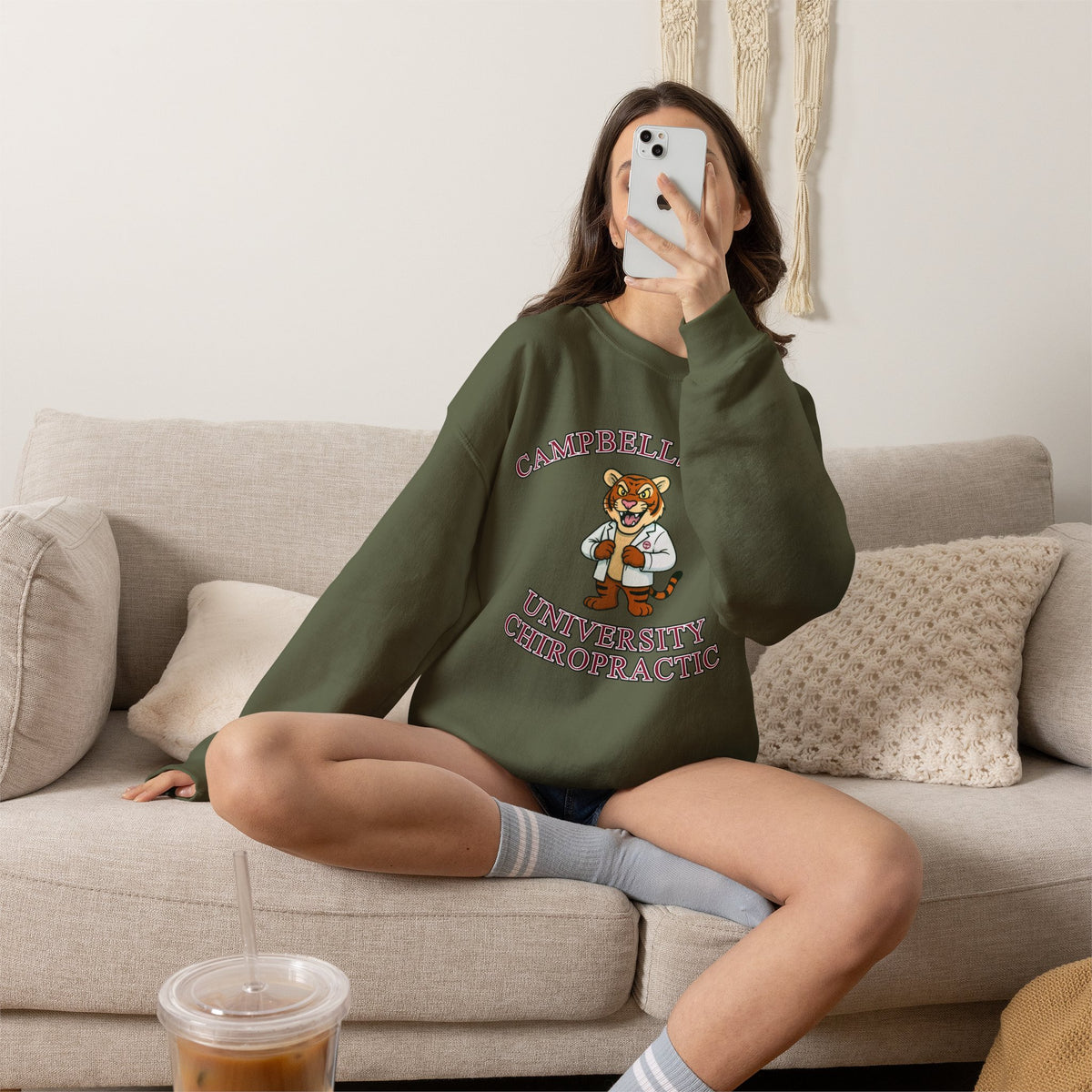 Campbellsville University Chiropractic Crewneck Sweatshirt — Retro Mascot Pullover