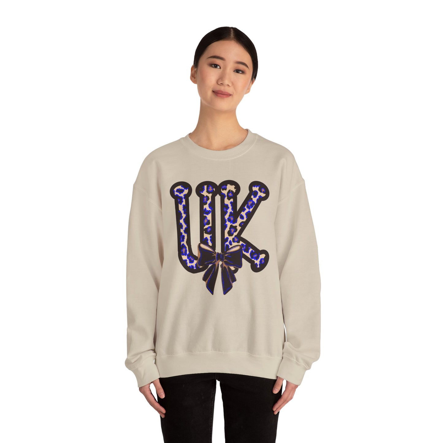 Kentucky Leopard & Black Bow Crewneck
