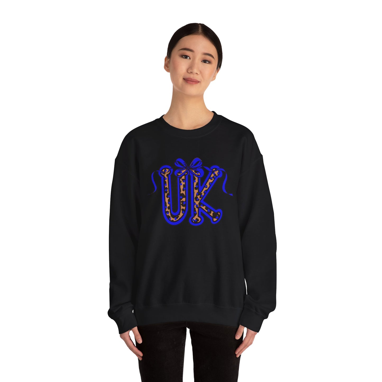 Kentucky Leopard & Blue Bow Crewneck