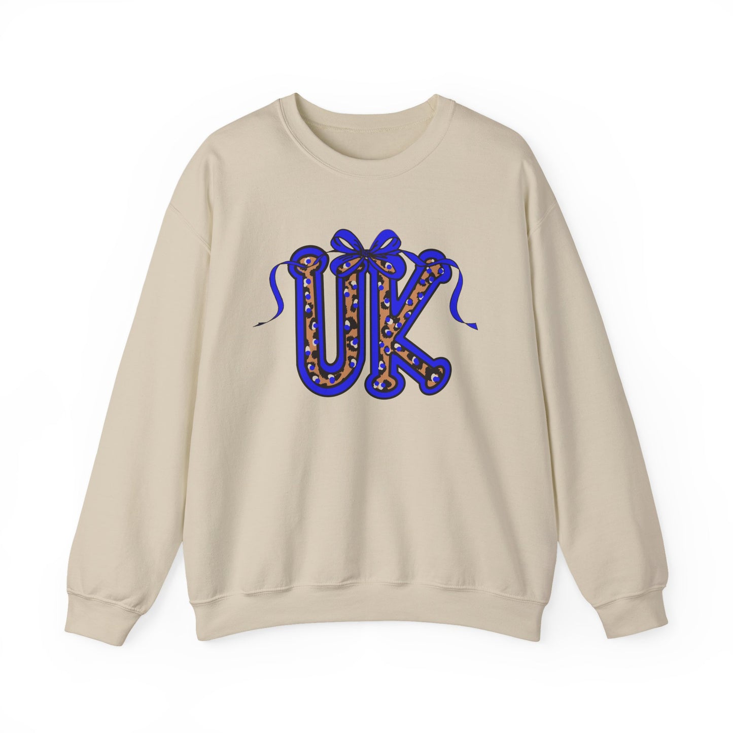 Kentucky Leopard & Blue Bow Crewneck