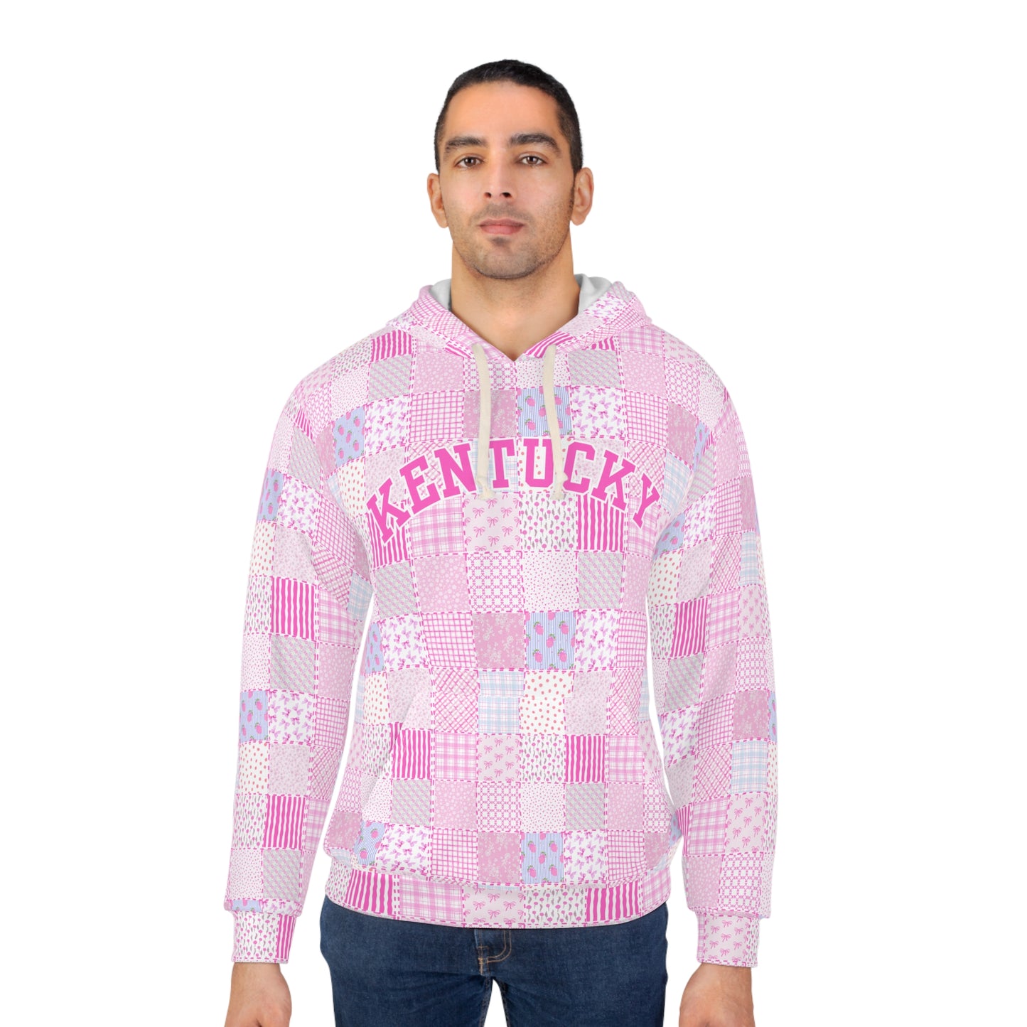 Pink Patchwork Kentucky Hoodie – Cozy State Pride Pullover