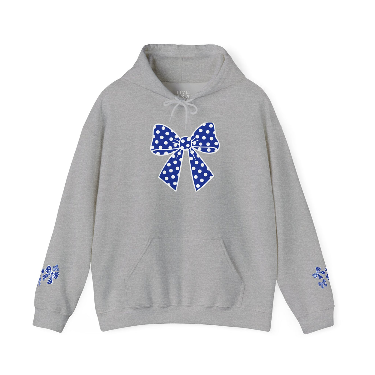 Polka Dot Bow Hoodie — Cute Blue Ribbon Graphic Sweatshirt