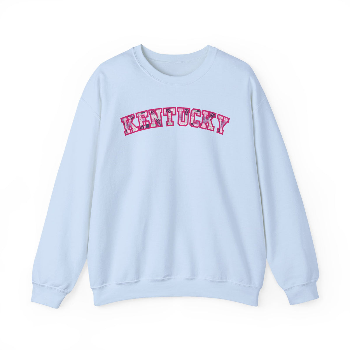 Kentucky Pink Plaid Crewneck Sweatshirt | State Pride, Retro Block Letters