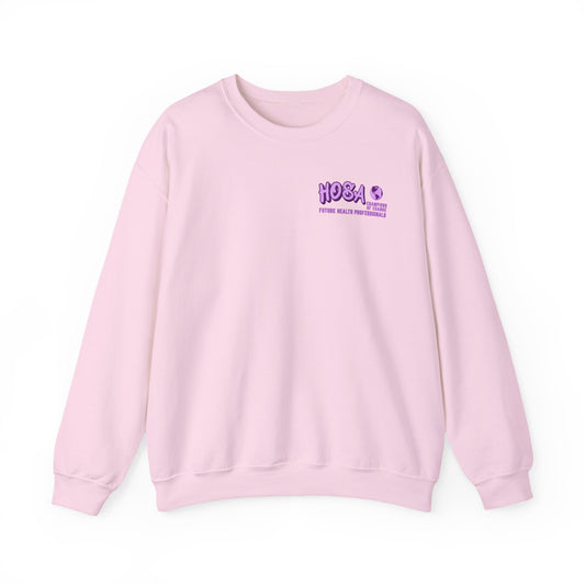 HOSA Concert Style Crewneck Sweatshirt, Cozy Unisex Sweatshirt, Ideal for Health Students | Purple Gildan Edition