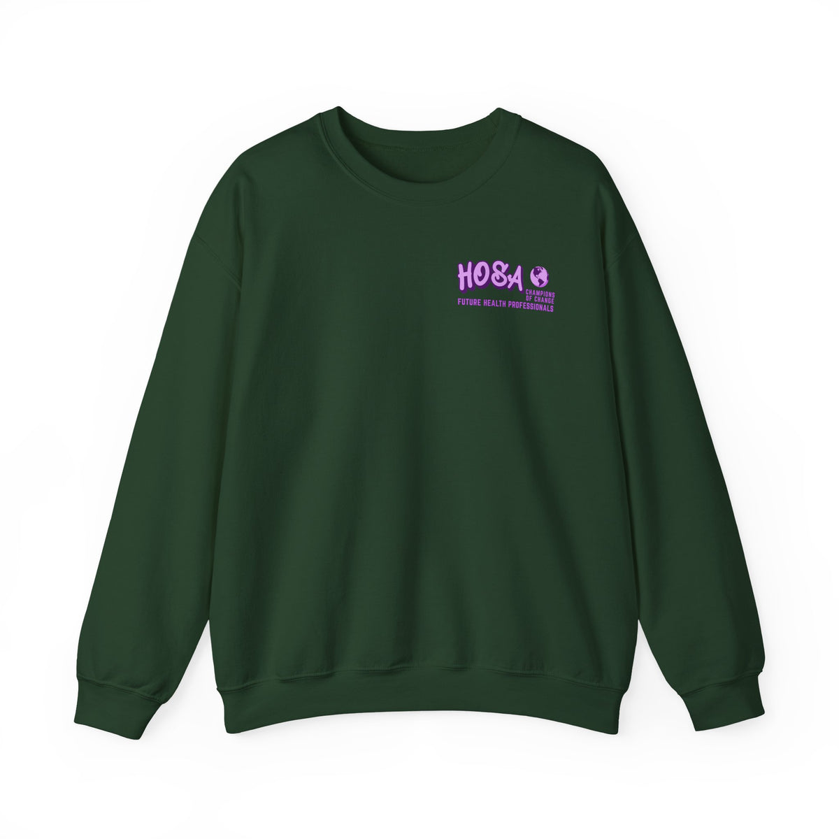 HOSA Concert Style Crewneck Sweatshirt, Cozy Unisex Sweatshirt, Ideal for Health Students | Purple Gildan Edition