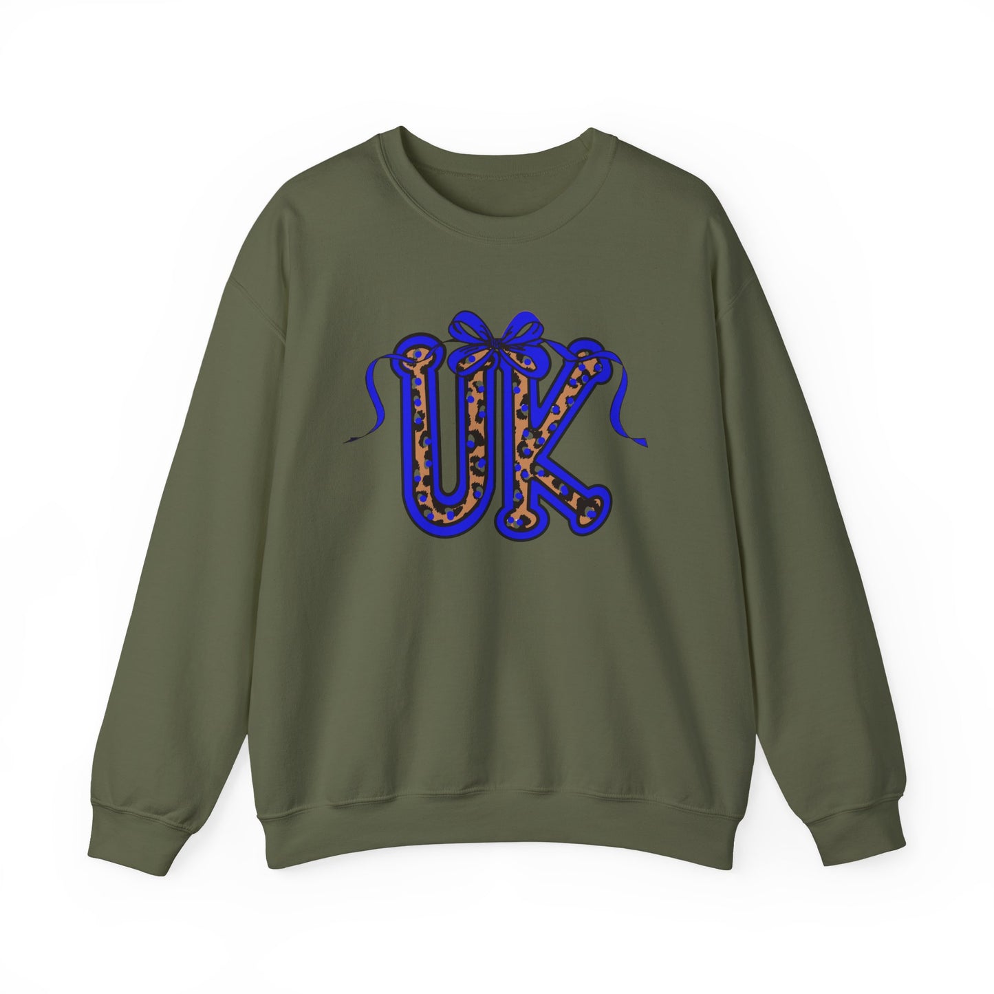 Kentucky Leopard & Blue Bow Crewneck