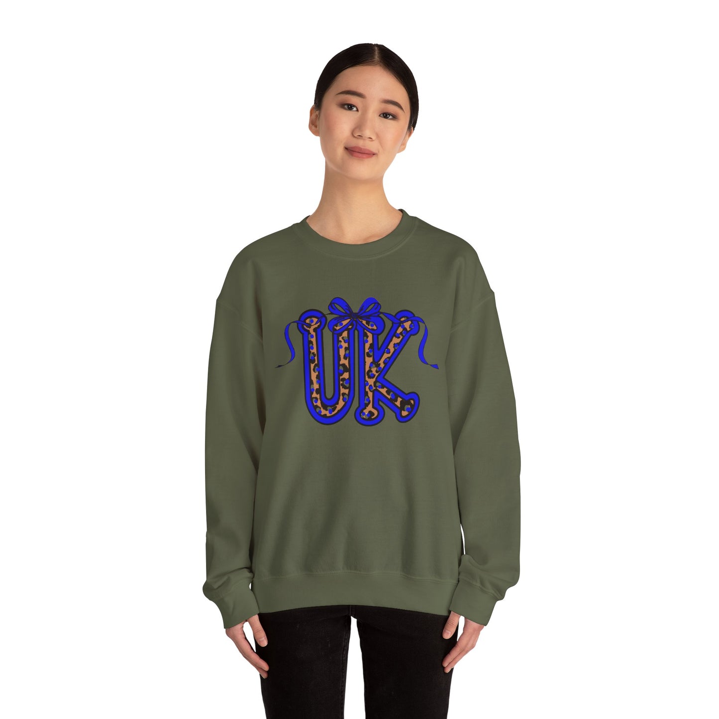 Kentucky Leopard & Blue Bow Crewneck