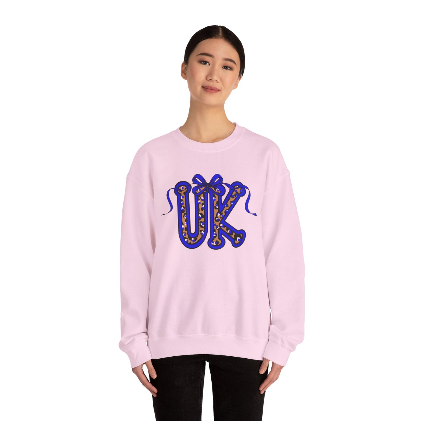 Kentucky Leopard & Blue Bow Crewneck