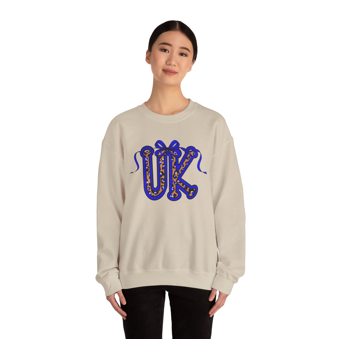 Kentucky Leopard & Blue Bow Crewneck