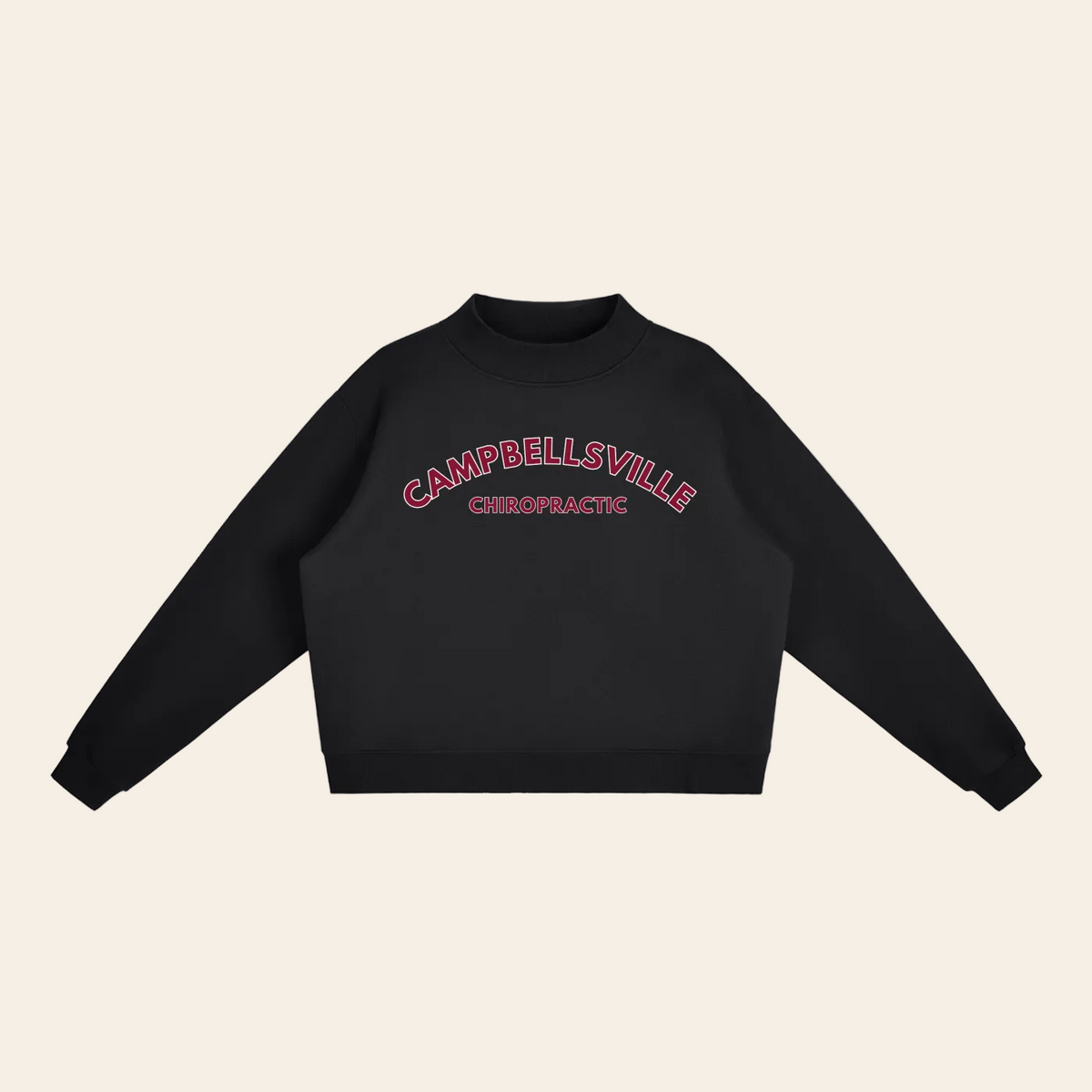 Campbellsville Chiropractic Mock Neck - Modern Font Red/White
