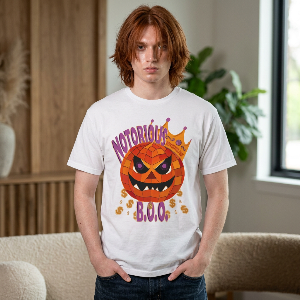 Notorious B.O.O. T-shirt | Halloween Jack-o'-Lantern Design