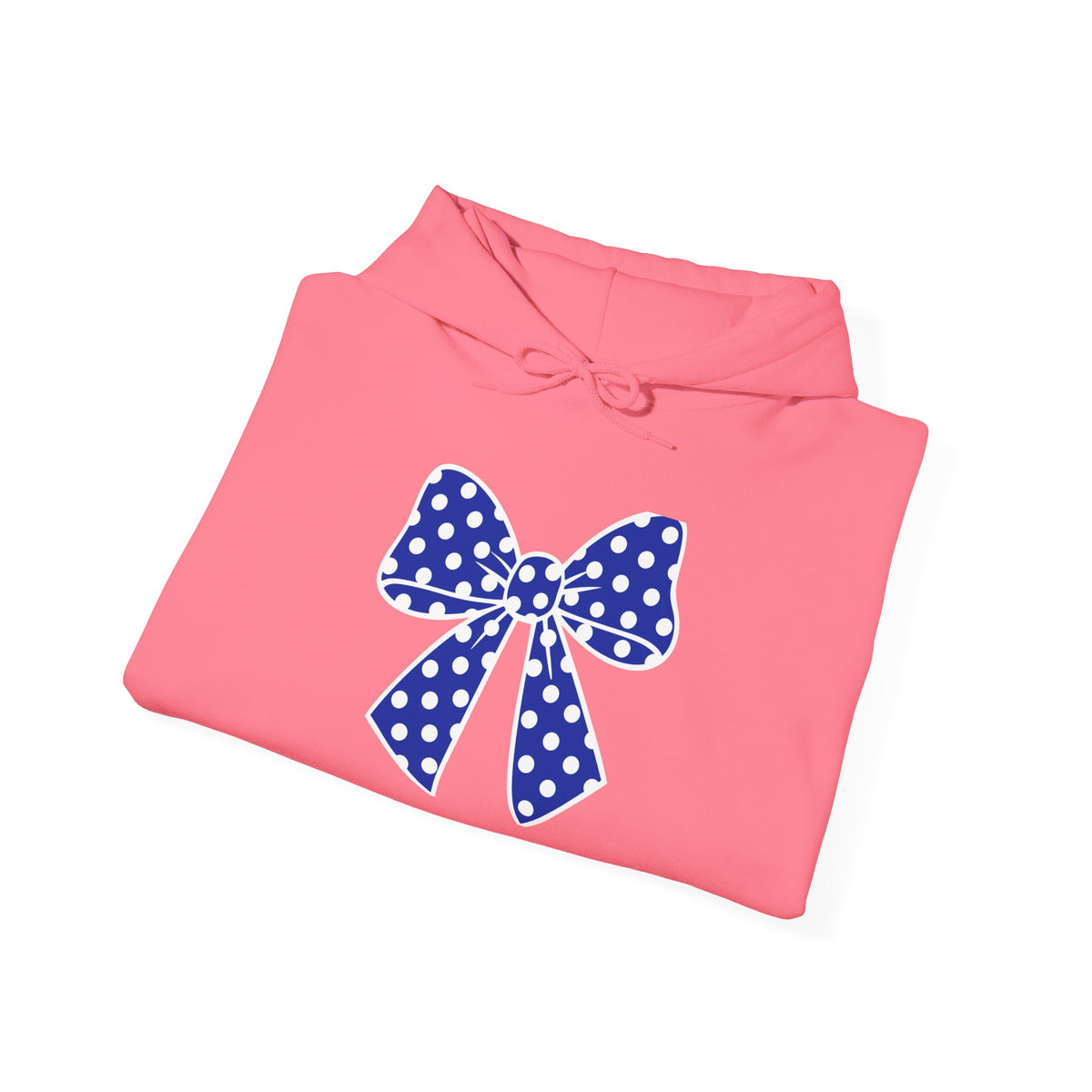 Polka Dot Bow Hoodie — Cute Blue Ribbon Graphic Sweatshirt