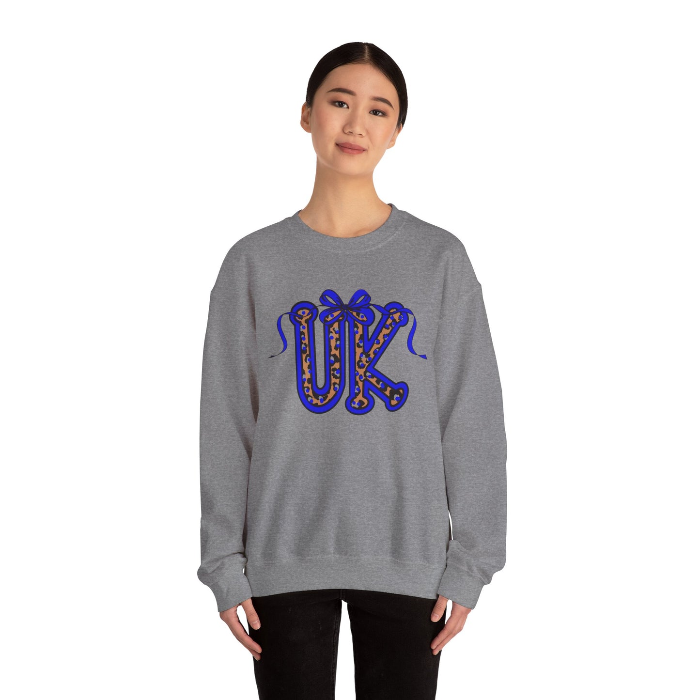 Kentucky Leopard & Blue Bow Crewneck
