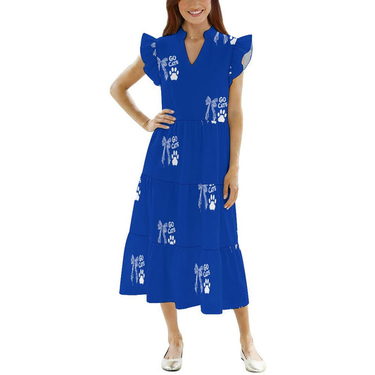 Kentucky Gameday Blue Midi Dress | Blue Ribbon Paw Print Milk Fiber Fan Apparel