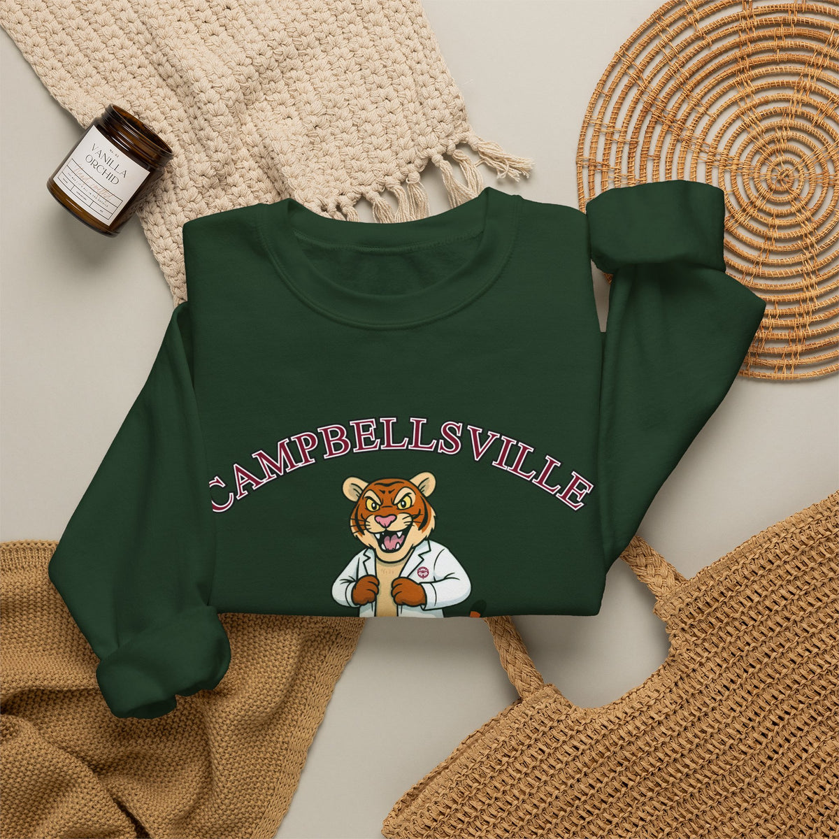 Campbellsville University Chiropractic Crewneck Sweatshirt — Retro Mascot Pullover