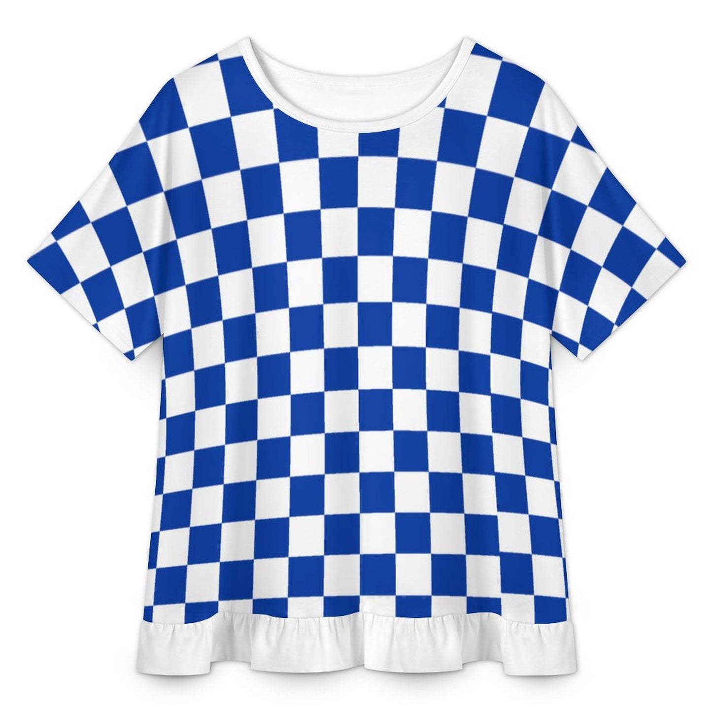 Kentucky Game Day Blue Check Women's Ruffle Tee