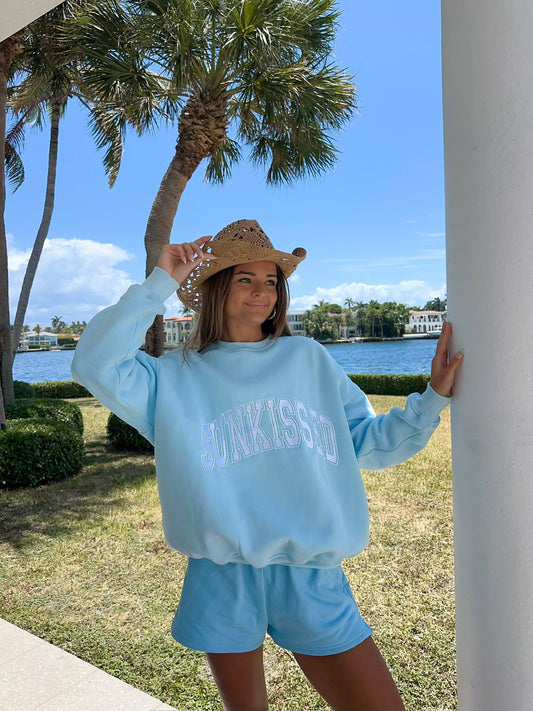 Icy Blue Sunkissed Embroidered Sweatshirt