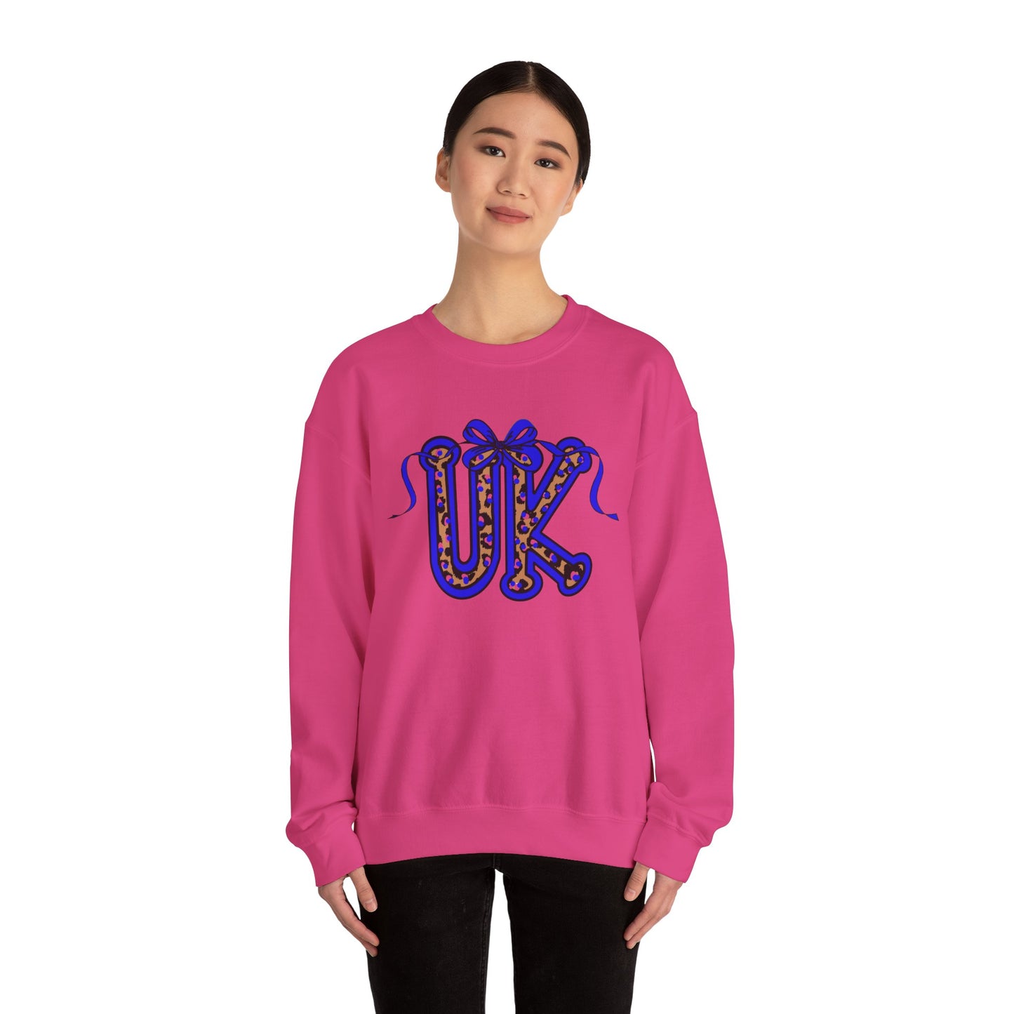Kentucky Leopard & Blue Bow Crewneck