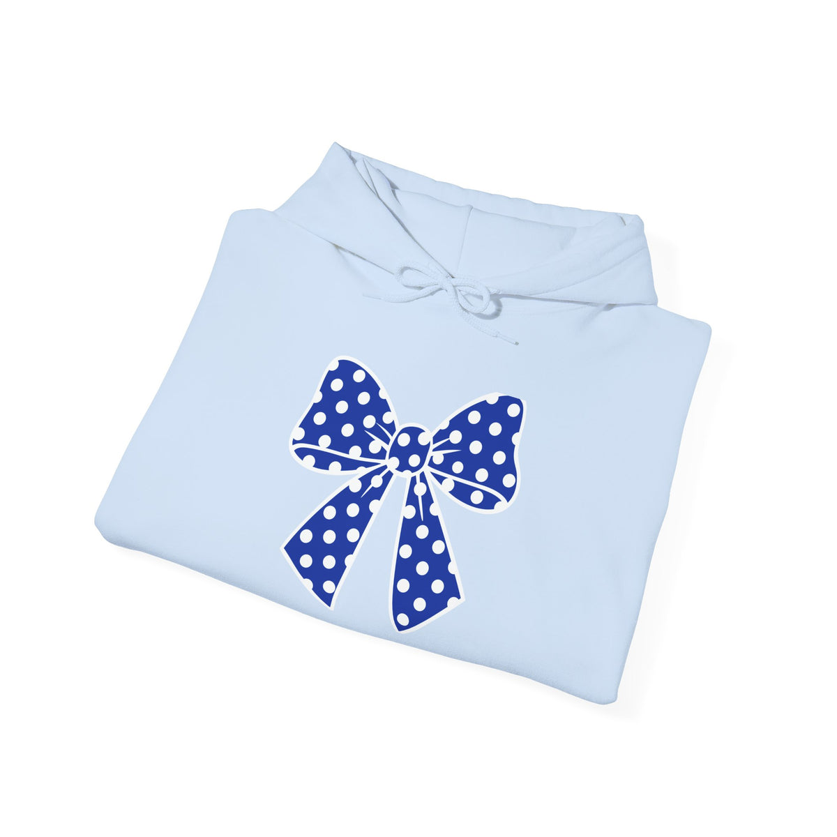 Polka Dot Bow Hoodie — Cute Blue Ribbon Graphic Sweatshirt