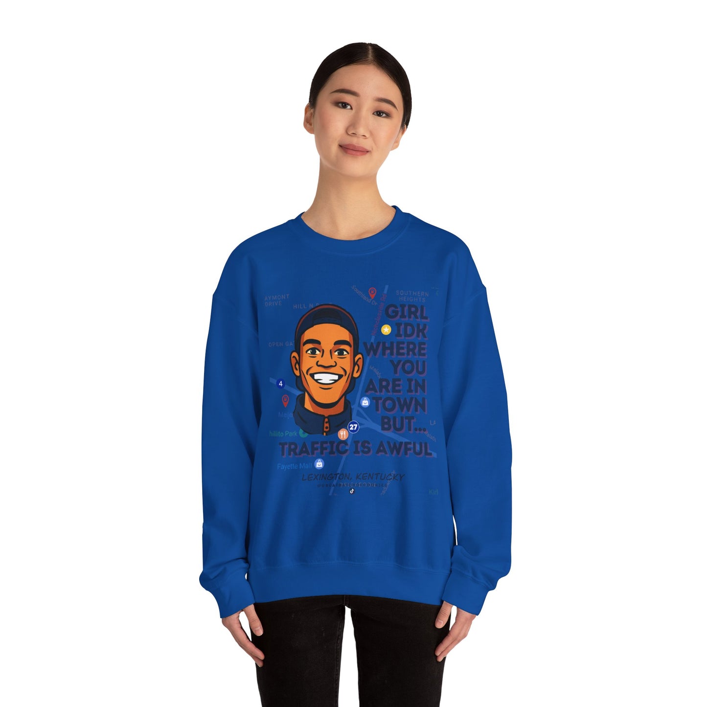 GreatbatchofCookies “Girl Idk Where You Are In Town…” | Lexington Kentucky Crewneck (Dark Font)