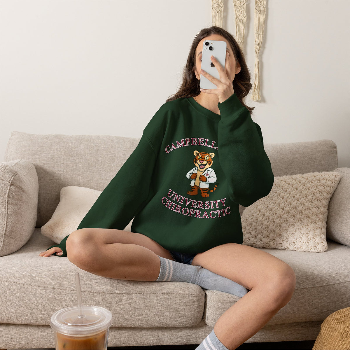 Campbellsville University Chiropractic Crewneck Sweatshirt — Retro Mascot Pullover