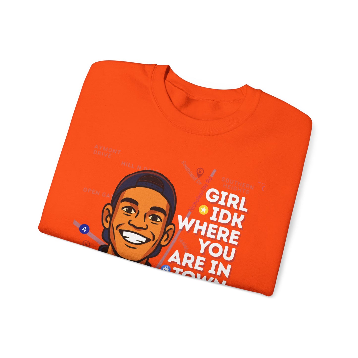 GreatbatchofCookies “Girl Idk Where You Are In Town…” | Lexington Kentucky Crewneck (White Font)