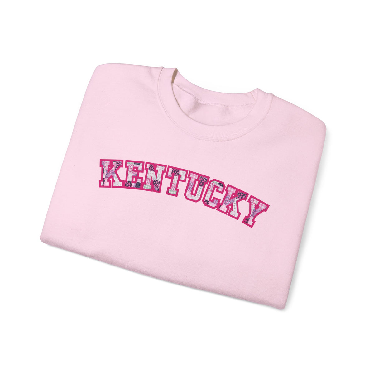 Kentucky Pink Plaid Crewneck Sweatshirt | State Pride, Retro Block Letters