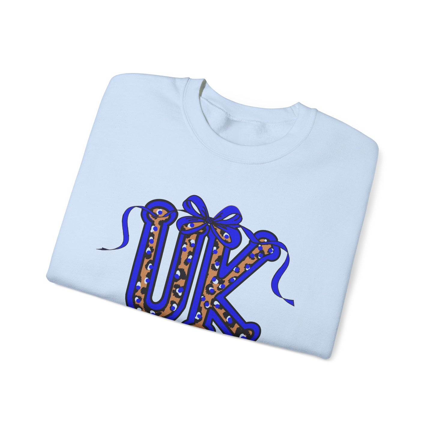 Kentucky Leopard & Blue Bow Crewneck