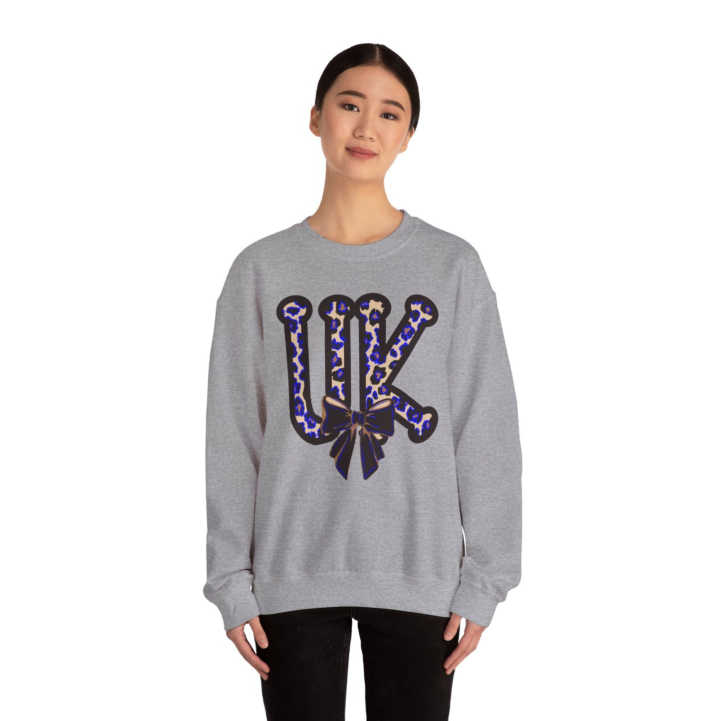 Kentucky Leopard & Black Bow Crewneck