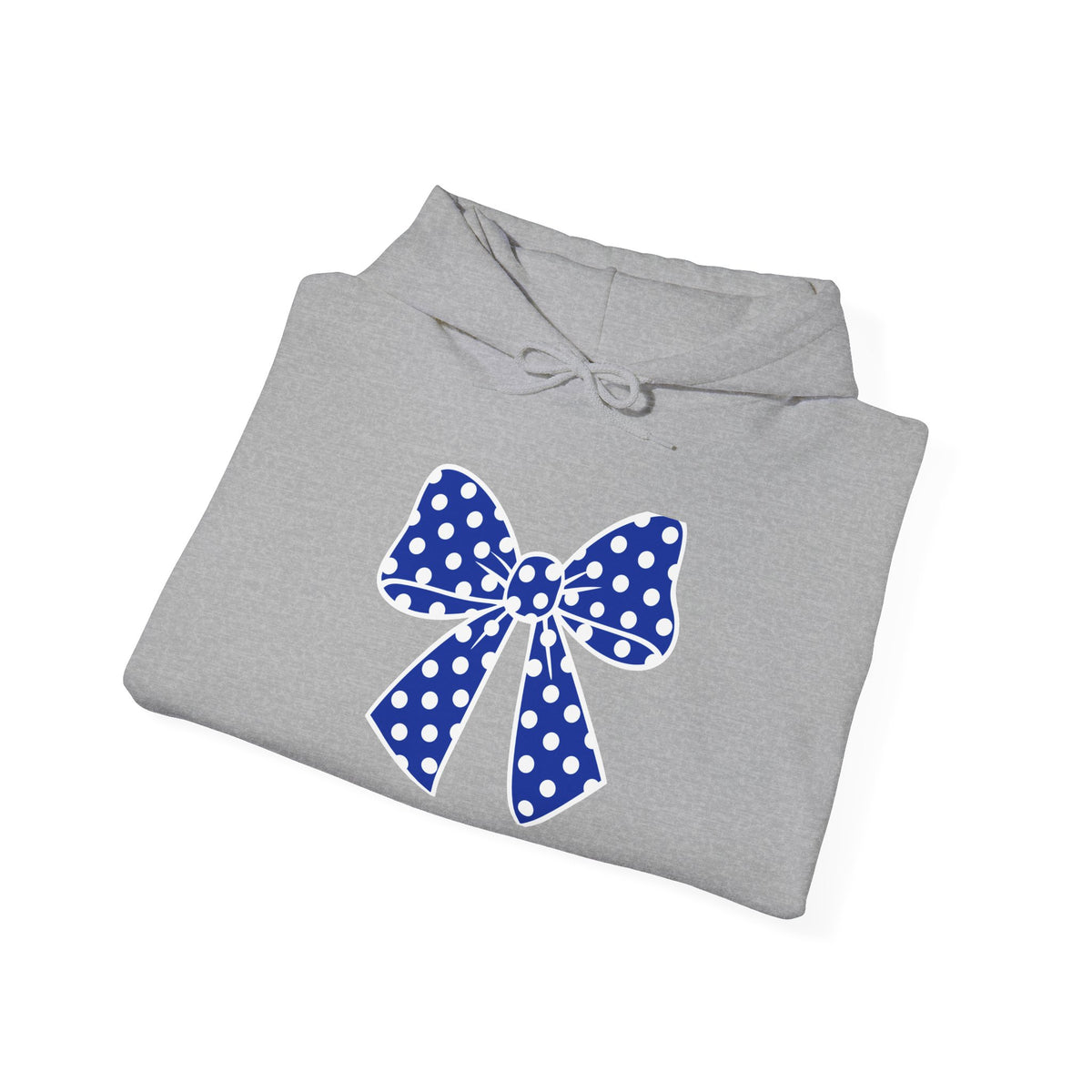 Polka Dot Bow Hoodie — Cute Blue Ribbon Graphic Sweatshirt
