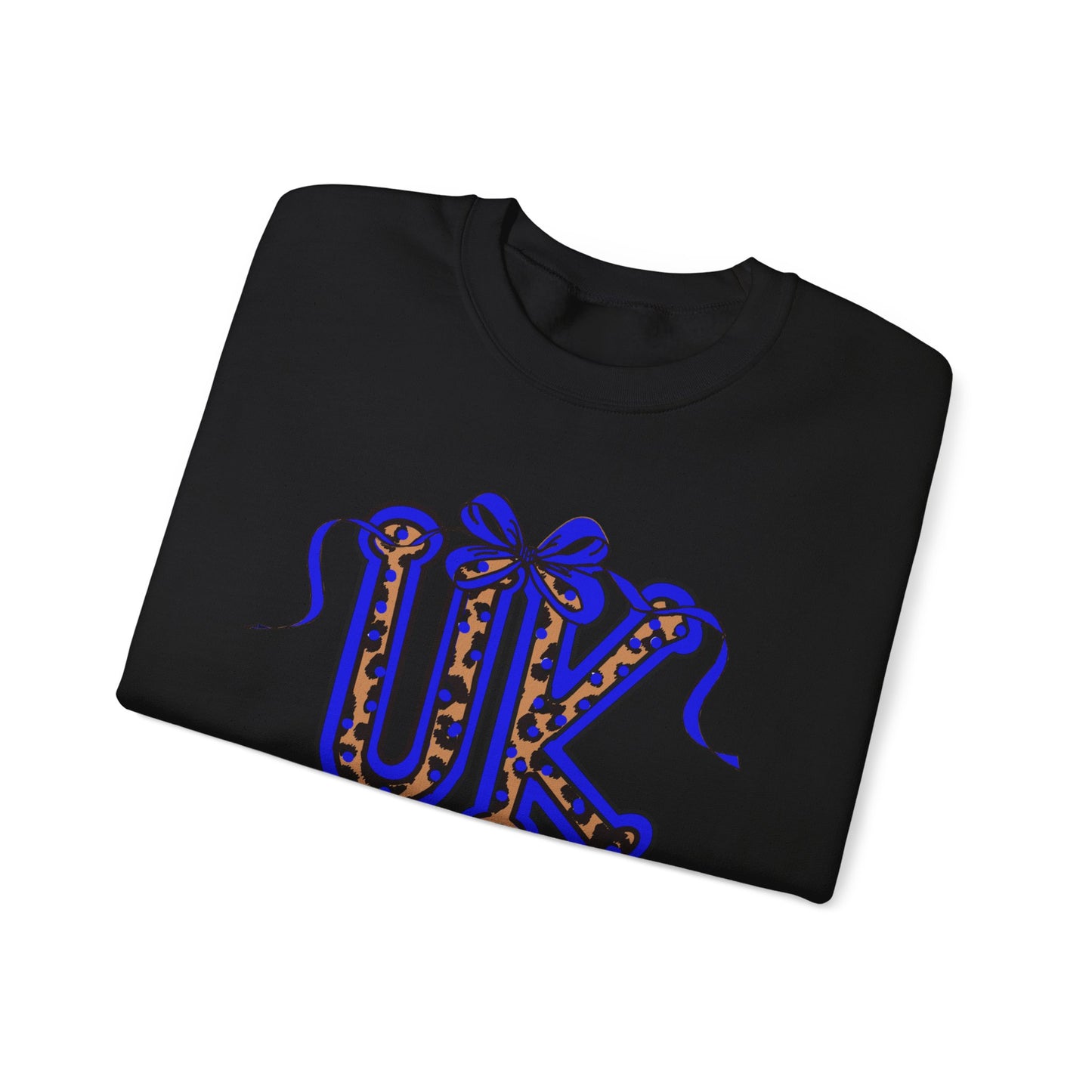 Kentucky Leopard & Blue Bow Crewneck