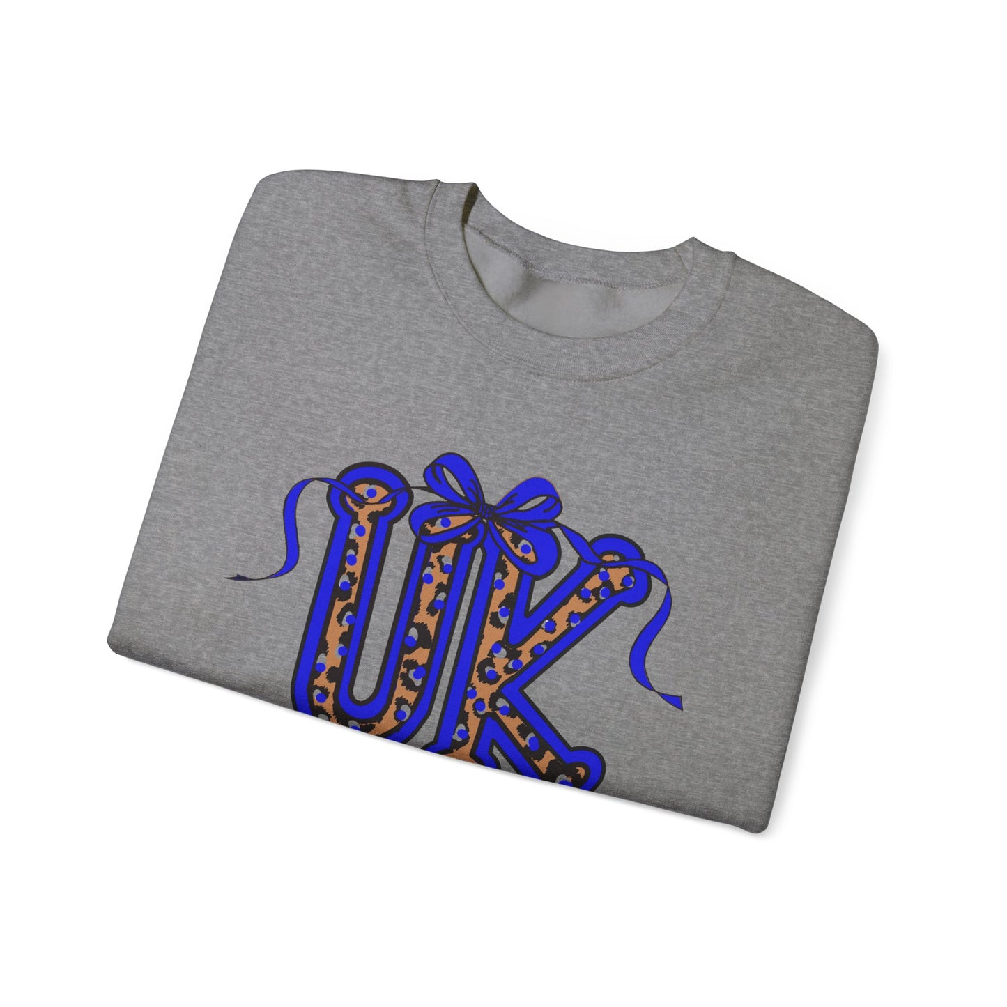 Kentucky Leopard & Blue Bow Crewneck