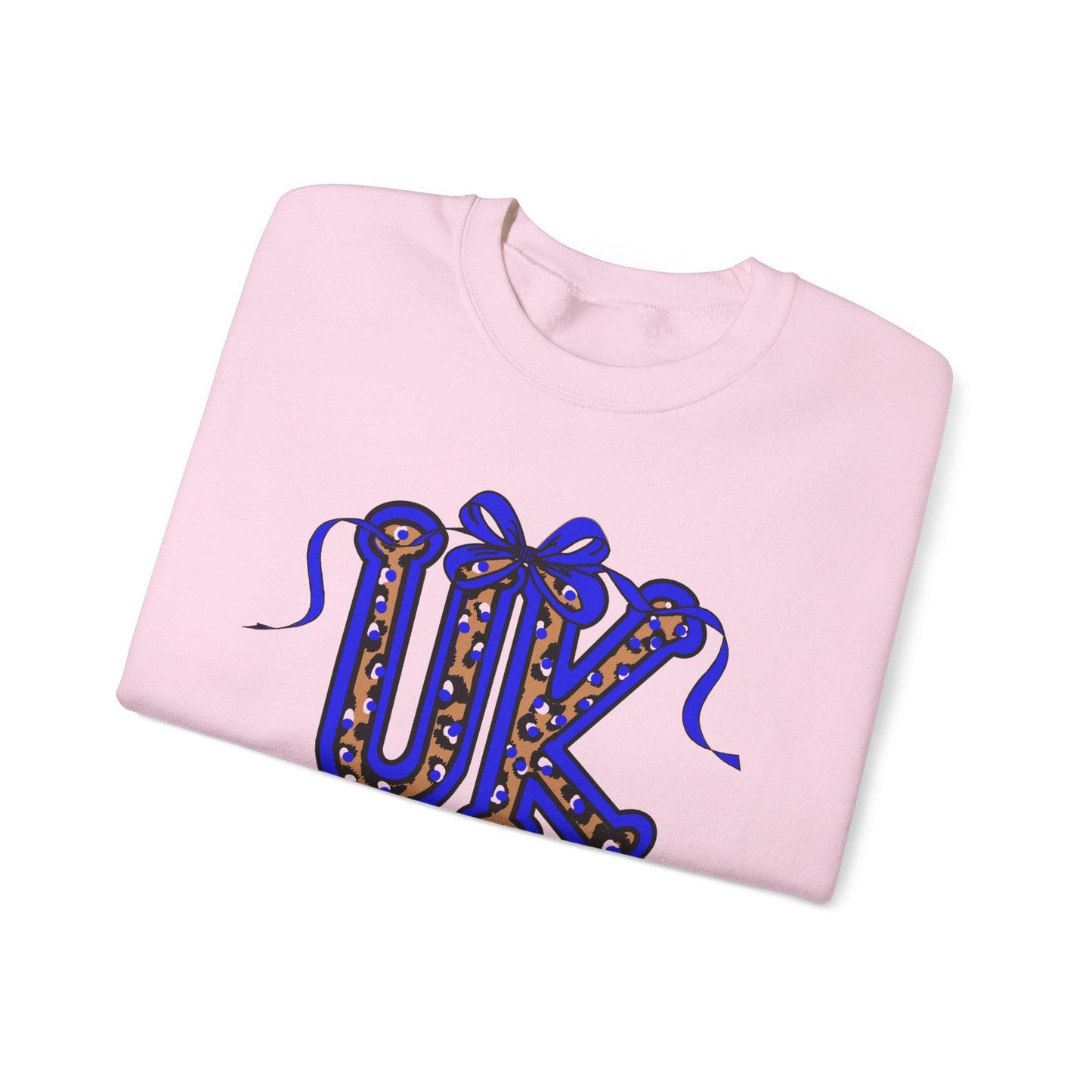 Kentucky Leopard & Blue Bow Crewneck