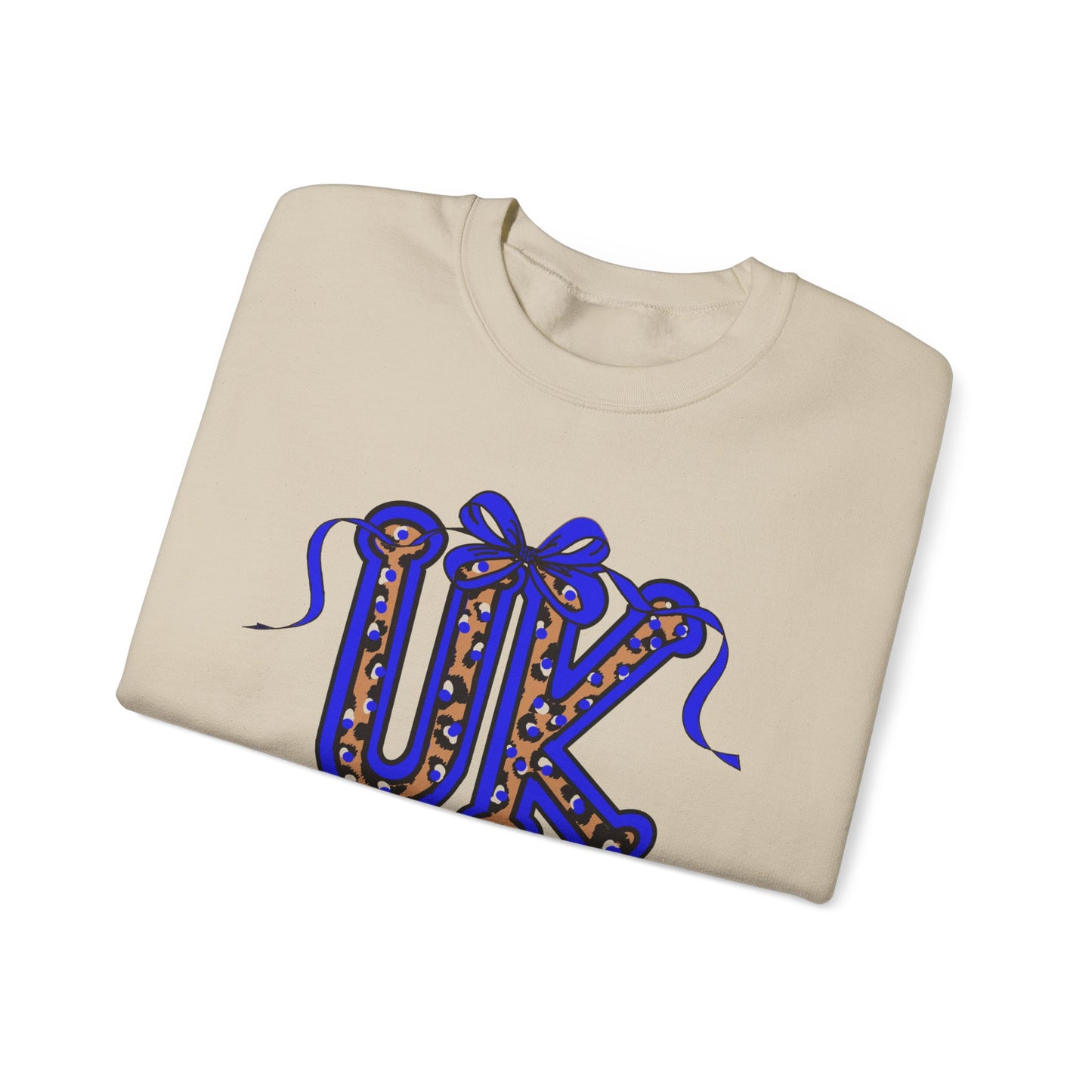 Kentucky Leopard & Blue Bow Crewneck