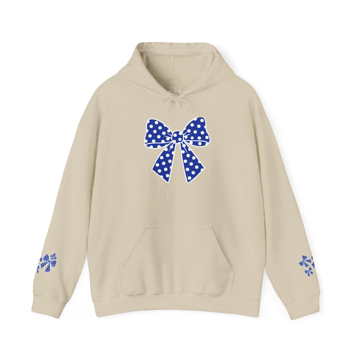 Polka Dot Bow Hoodie — Cute Blue Ribbon Graphic Sweatshirt