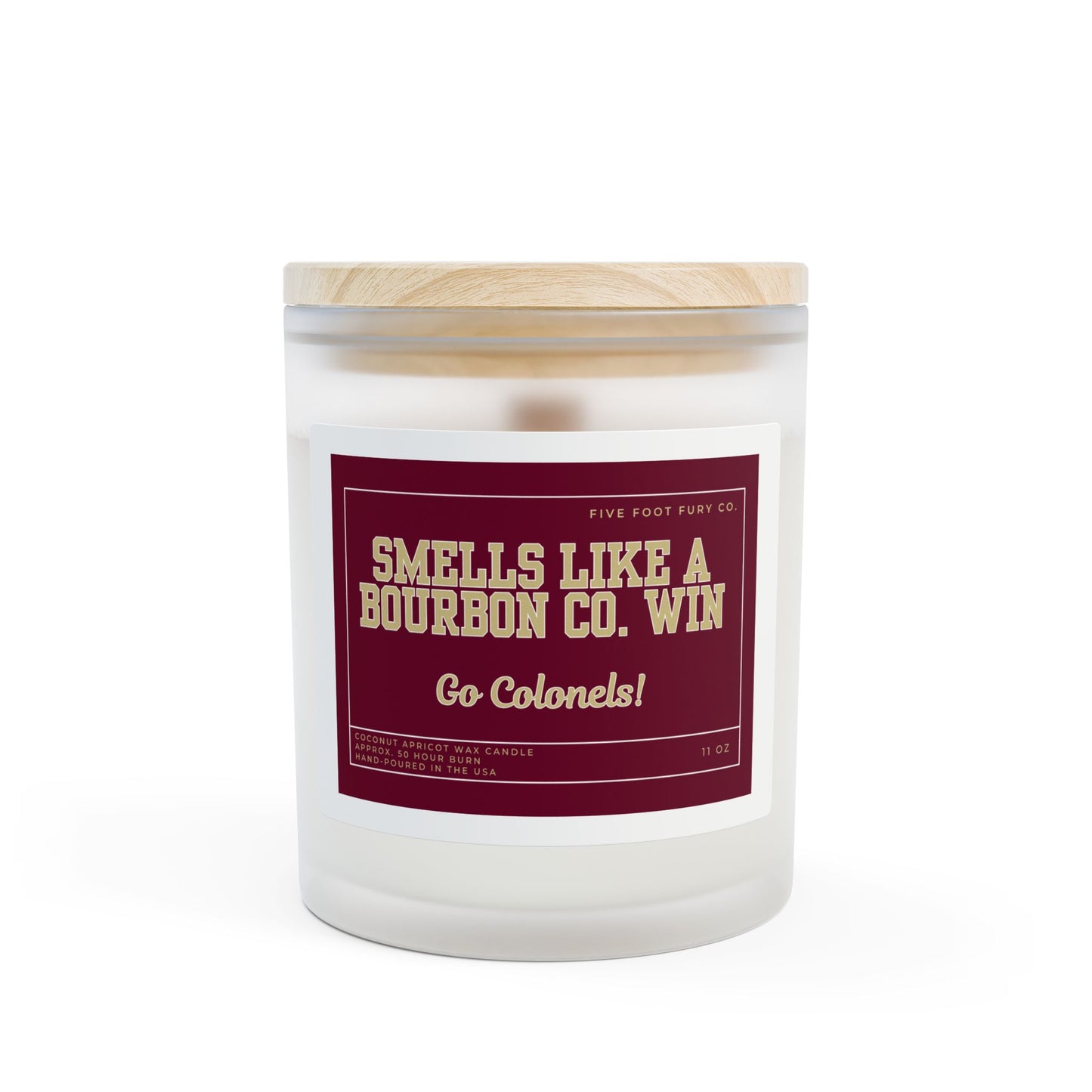 “Smells Like a Bourbon Co. Win” Frosted Glass Candle – 11oz, Go Colonels Scented Candle