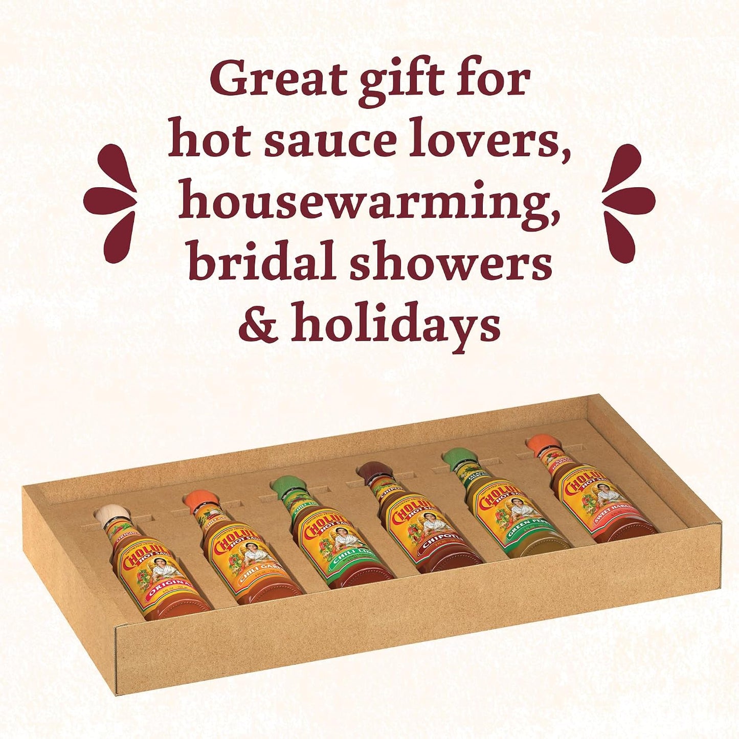 Cholula Hot Sauce Variety Pack, Product of Mexico, Gift Set Includes Six 5 Fl Oz Signature Cholula Hot Sauces for Eggs, Pizza, Mexican Dishes, and More, 30 fl oz