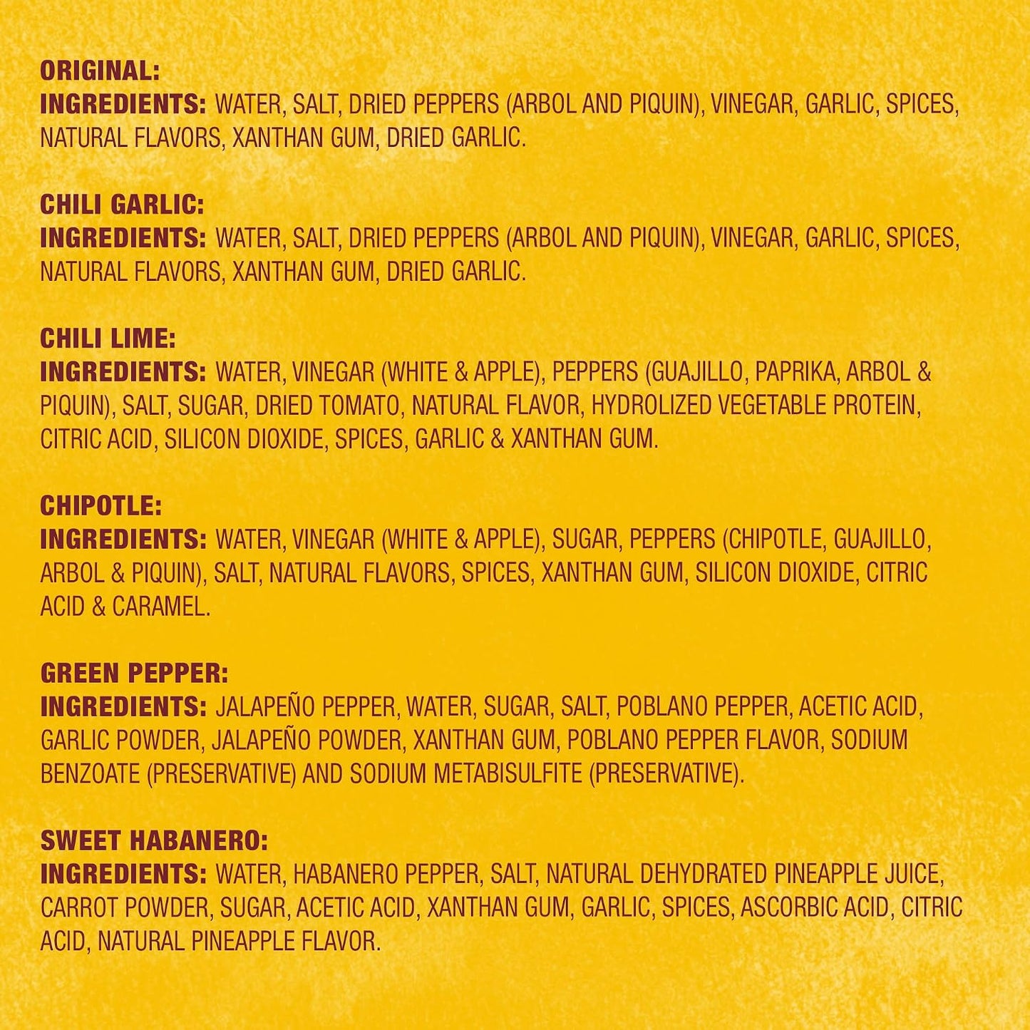 Cholula Hot Sauce Variety Pack, Product of Mexico, Gift Set Includes Six 5 Fl Oz Signature Cholula Hot Sauces for Eggs, Pizza, Mexican Dishes, and More, 30 fl oz