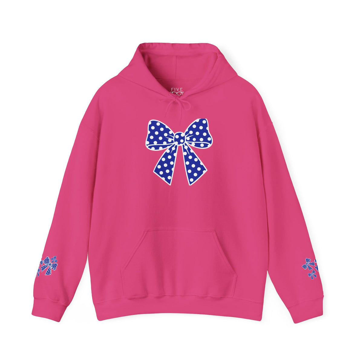 Polka Dot Bow Hoodie — Cute Blue Ribbon Graphic Sweatshirt