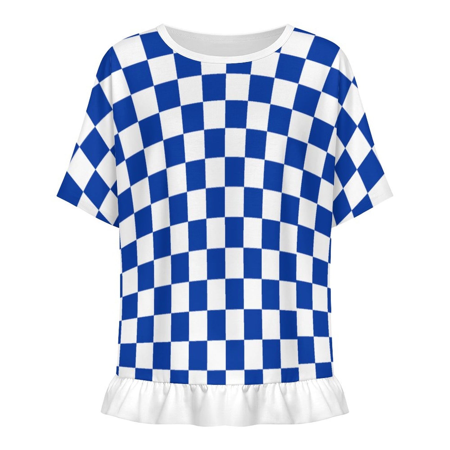Kentucky Game Day Blue Check Women's Ruffle Tee