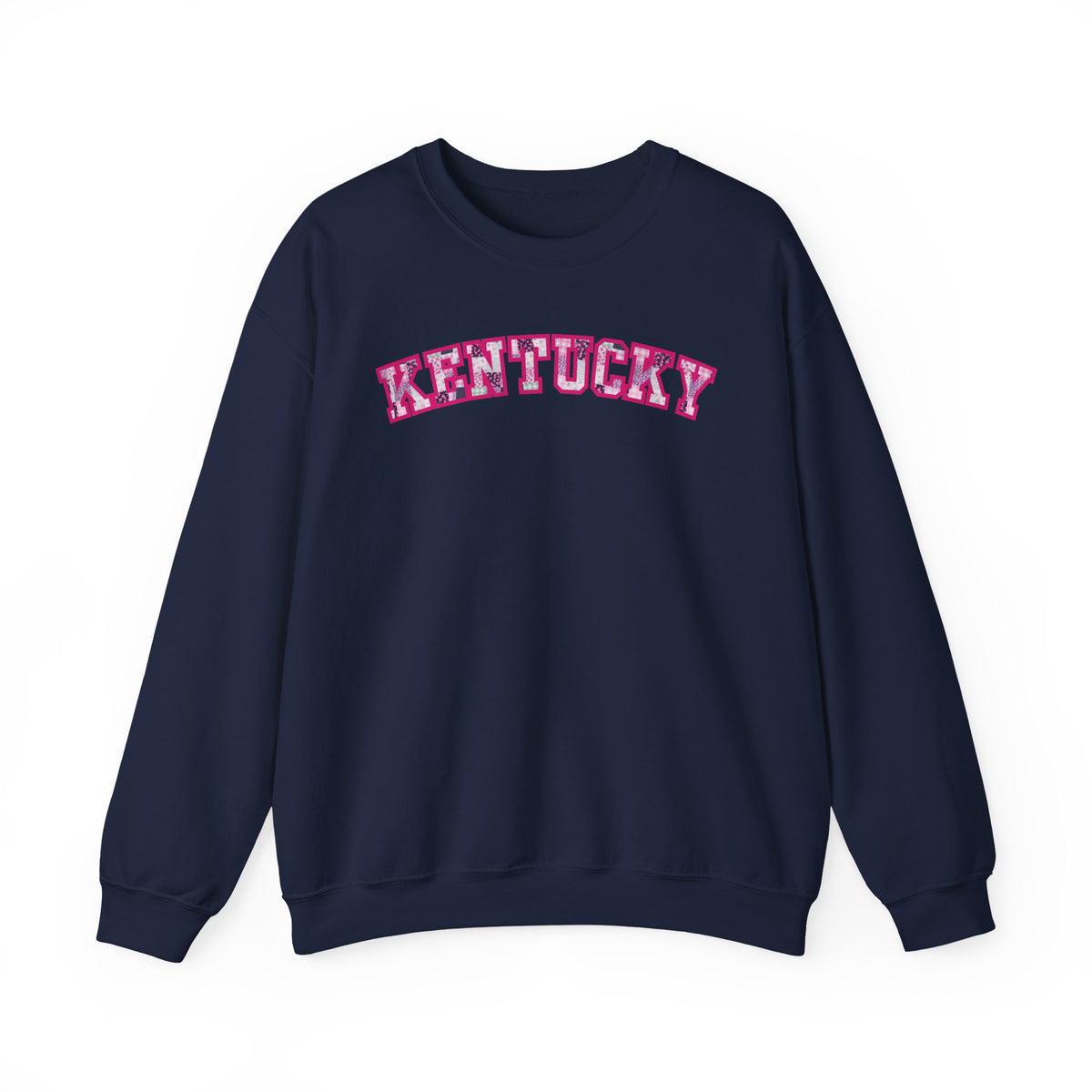 Kentucky Pink Plaid Crewneck Sweatshirt | State Pride, Retro Block Letters