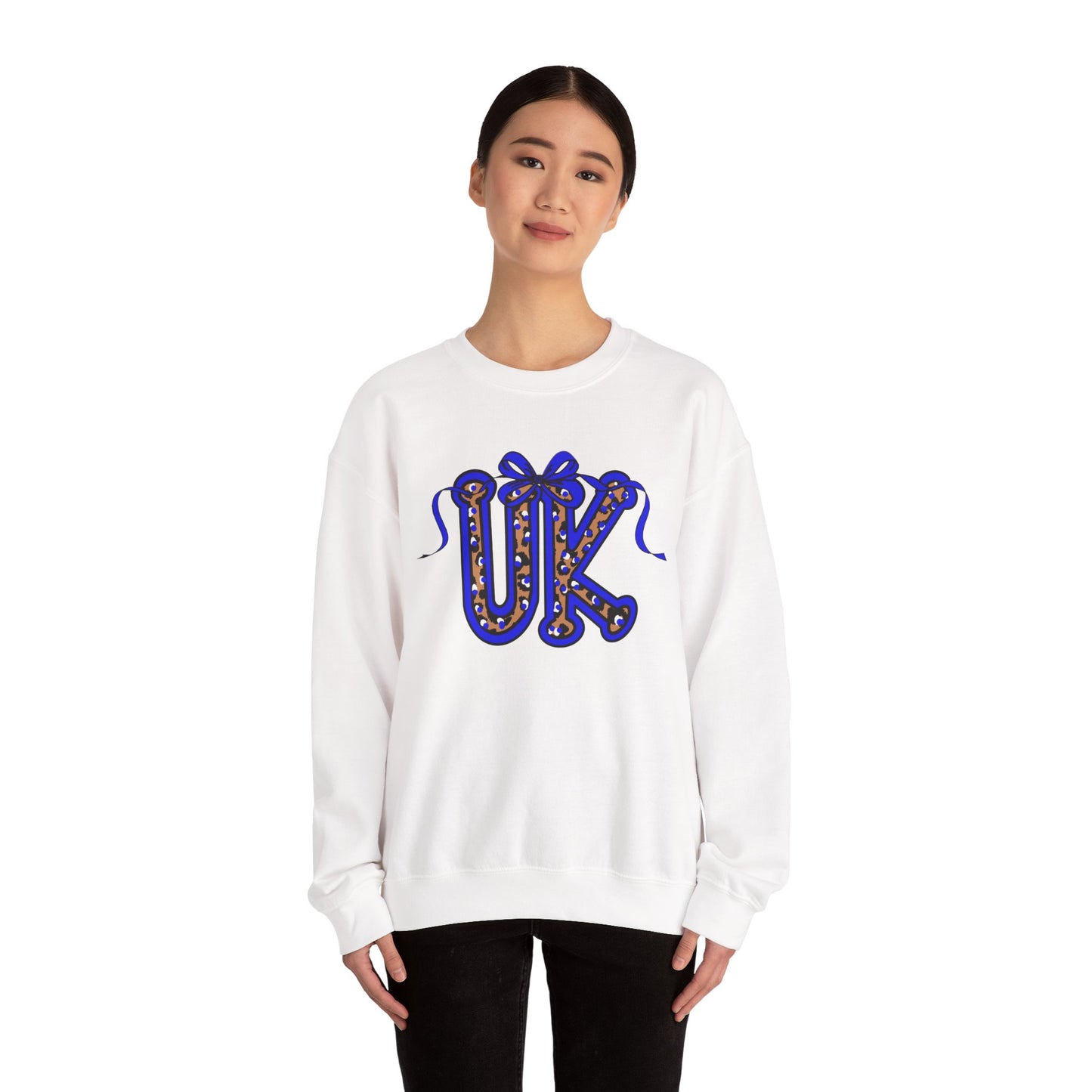 Kentucky Leopard & Blue Bow Crewneck