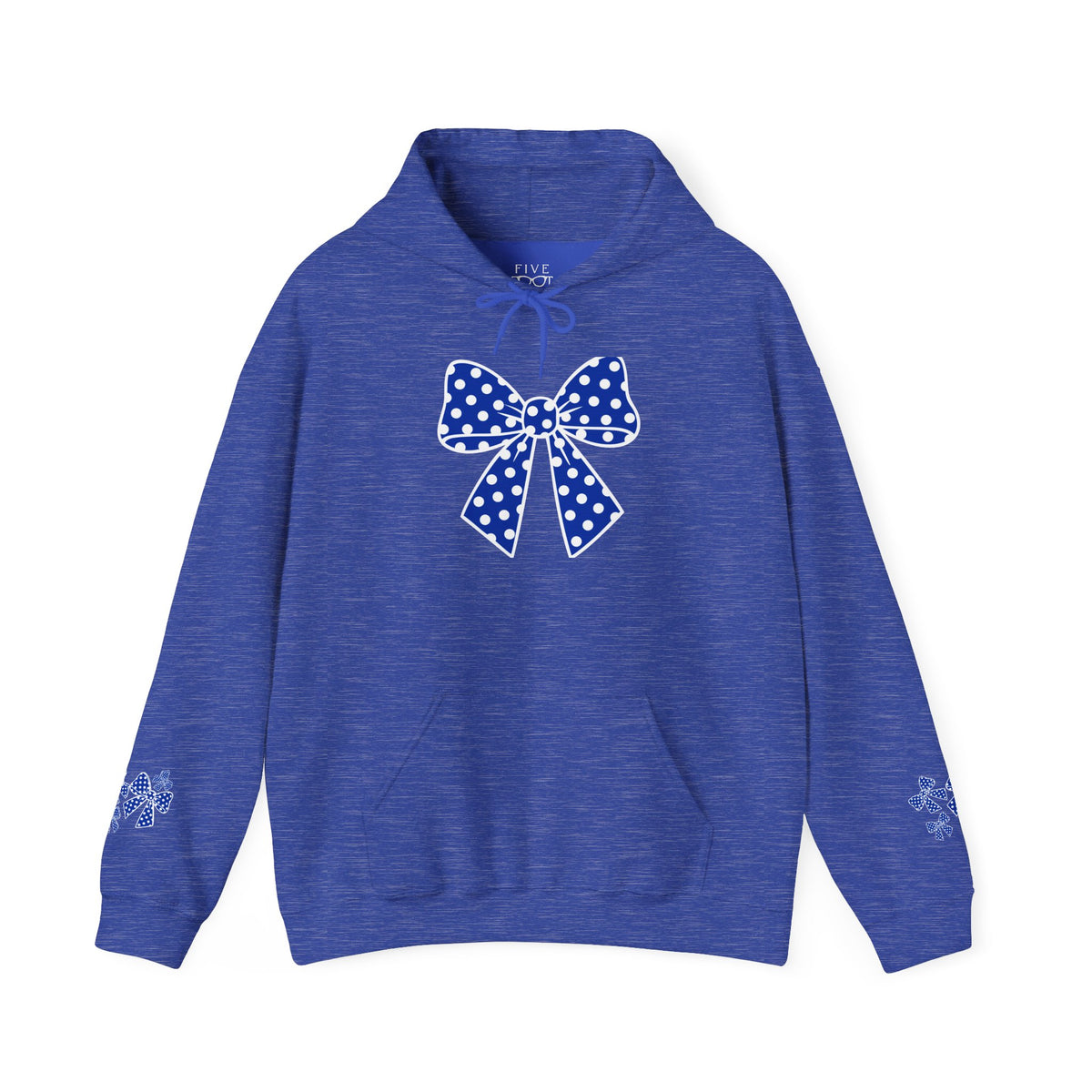 Polka Dot Bow Hoodie — Cute Blue Ribbon Graphic Sweatshirt