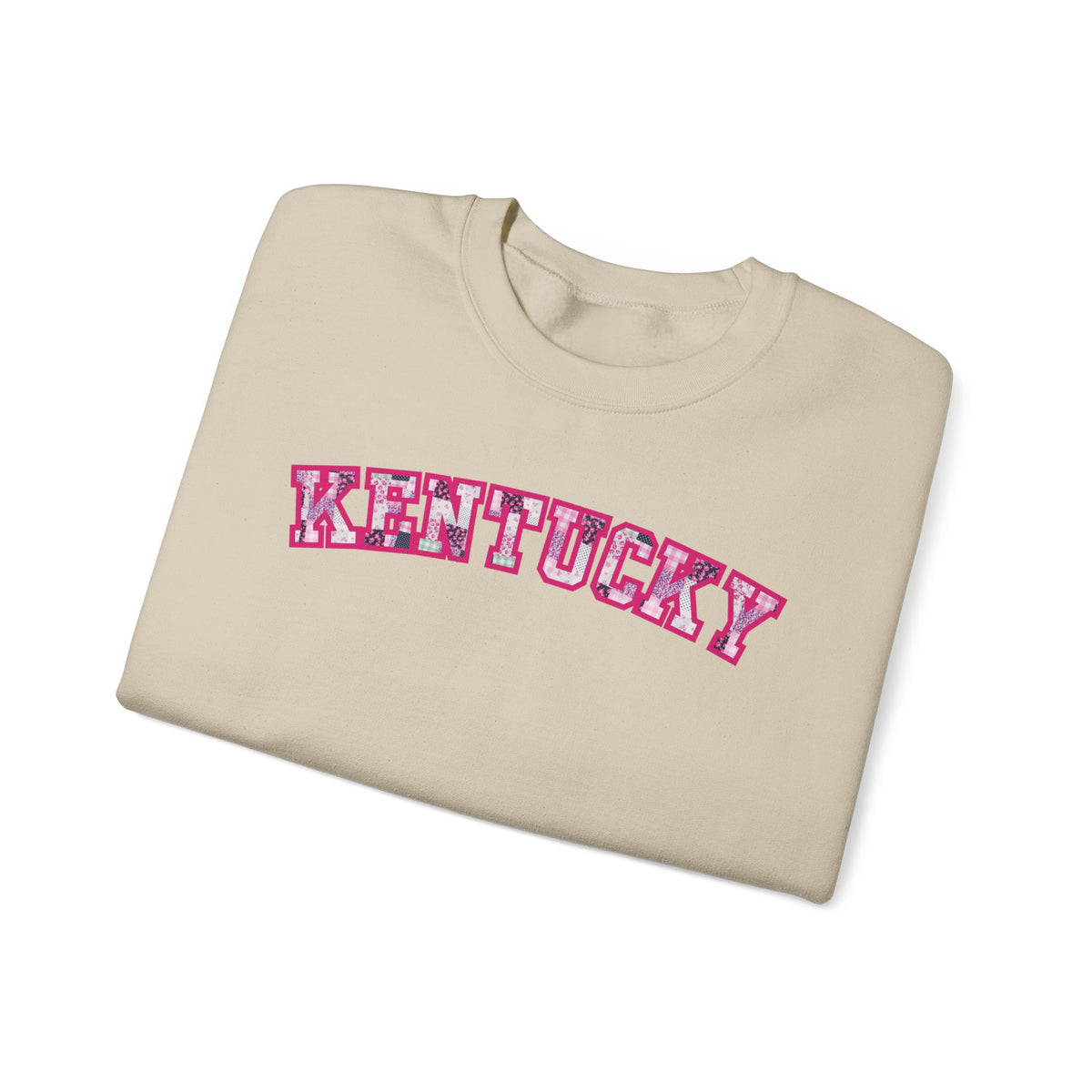 Kentucky Pink Plaid Crewneck Sweatshirt | State Pride, Retro Block Letters