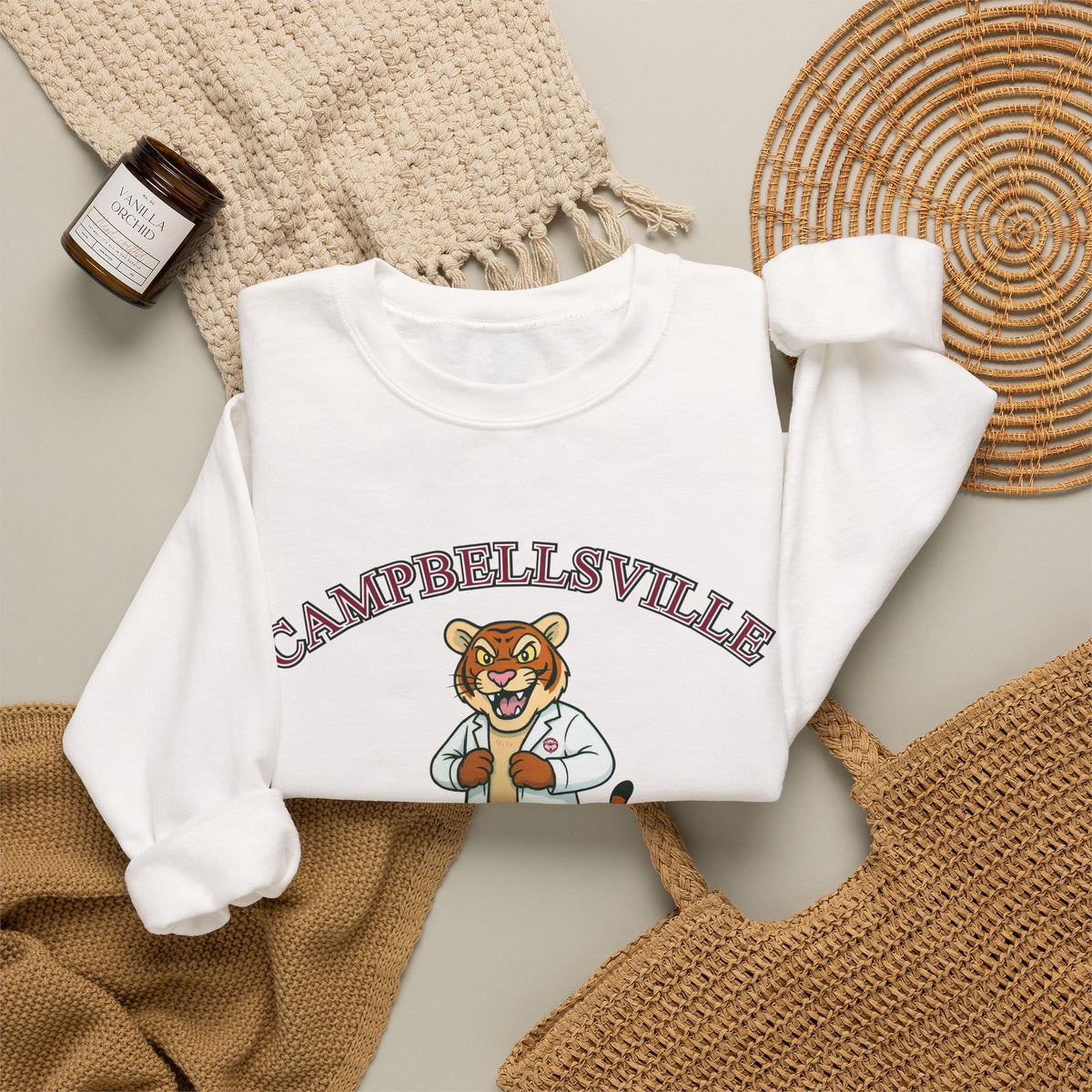 Campbellsville University Chiropractic Crewneck Sweatshirt — Retro Mascot Pullover
