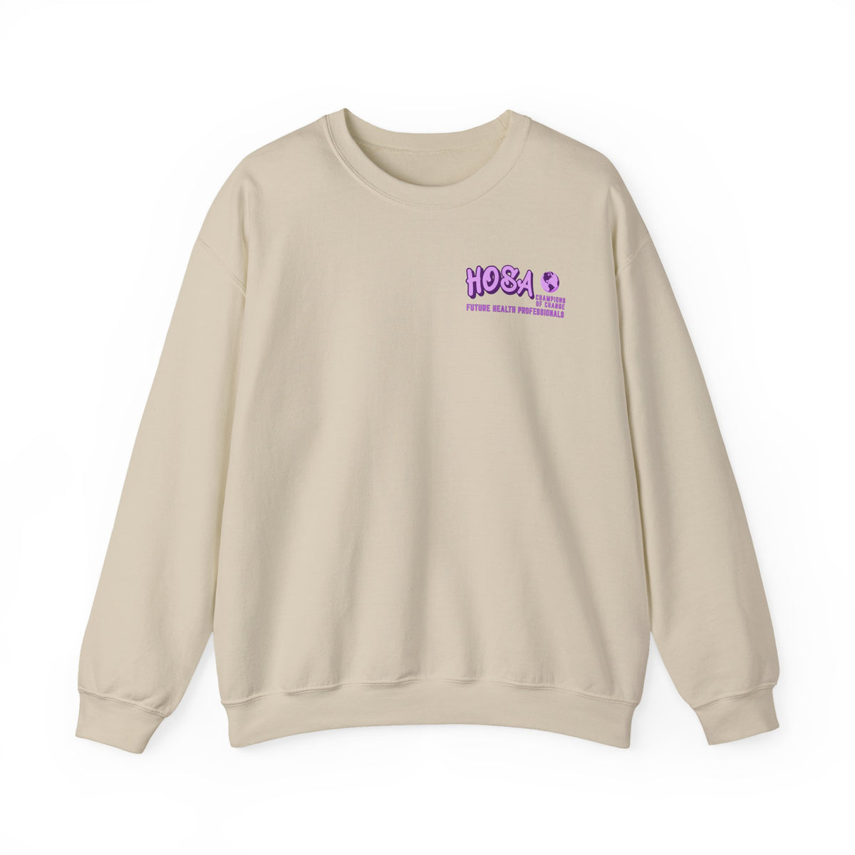 HOSA Concert Style Crewneck Sweatshirt, Cozy Unisex Sweatshirt, Ideal for Health Students | Purple Gildan Edition