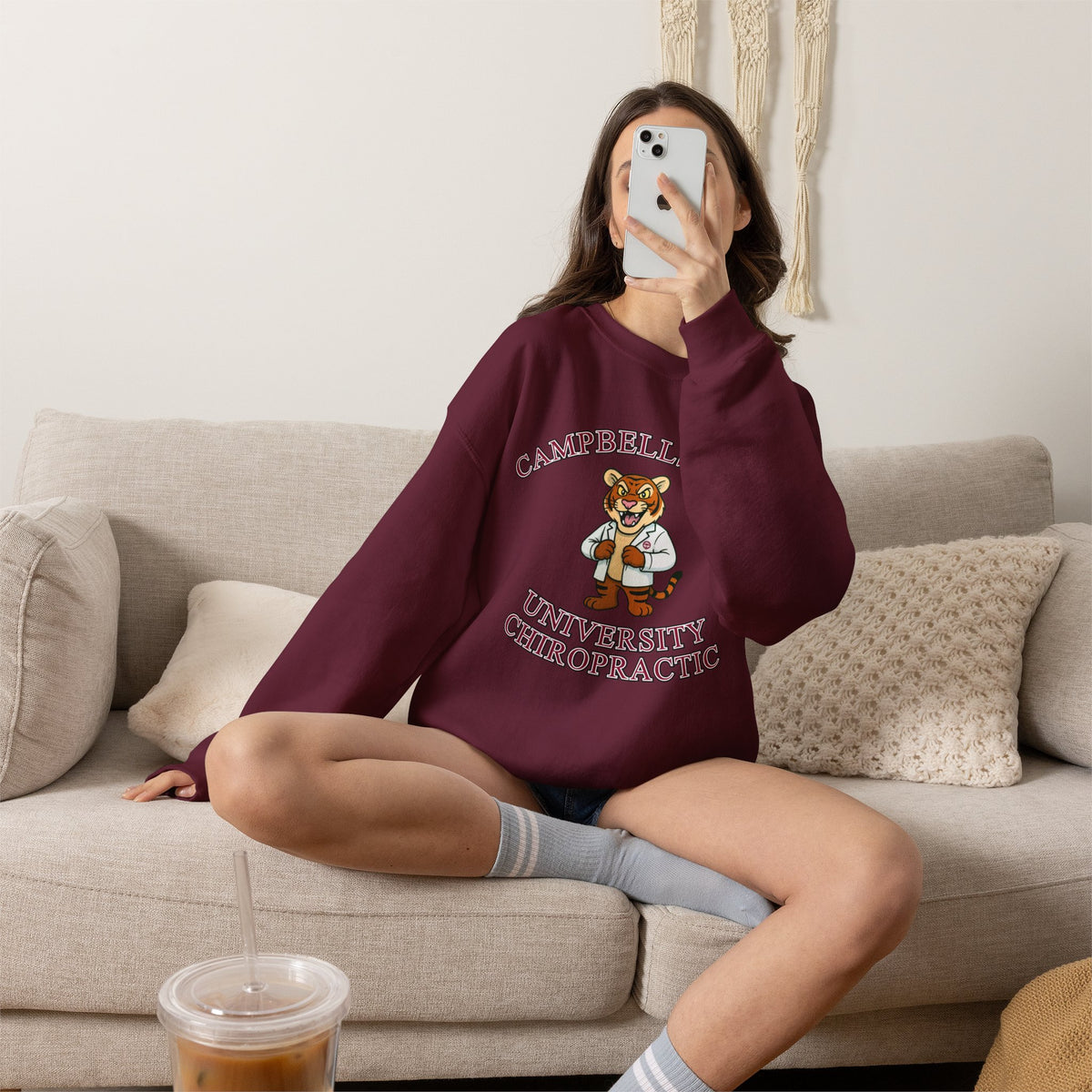 Campbellsville University Chiropractic Crewneck Sweatshirt — Retro Mascot Pullover
