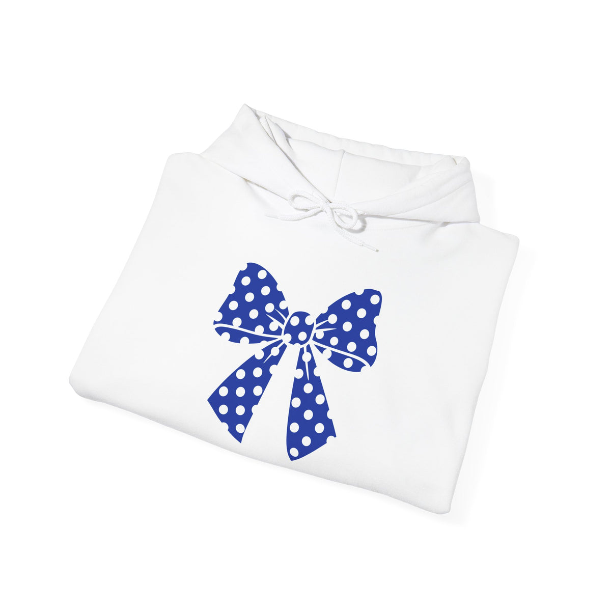 Polka Dot Bow Hoodie — Cute Blue Ribbon Graphic Sweatshirt